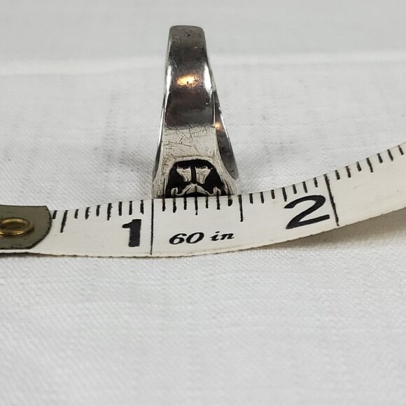 Large Silver 925 Mexico Design Stamped Ring Sz 26mm US 12 - Picture 12 of 12